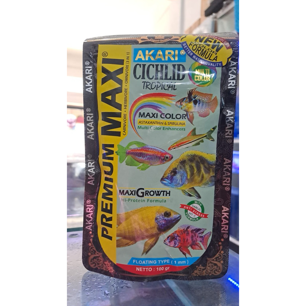 Akari Premium Blue Yellow Red  / Cichlid Multi color / Maxi Color / Premium Maxi / Pelet ikan Cichli