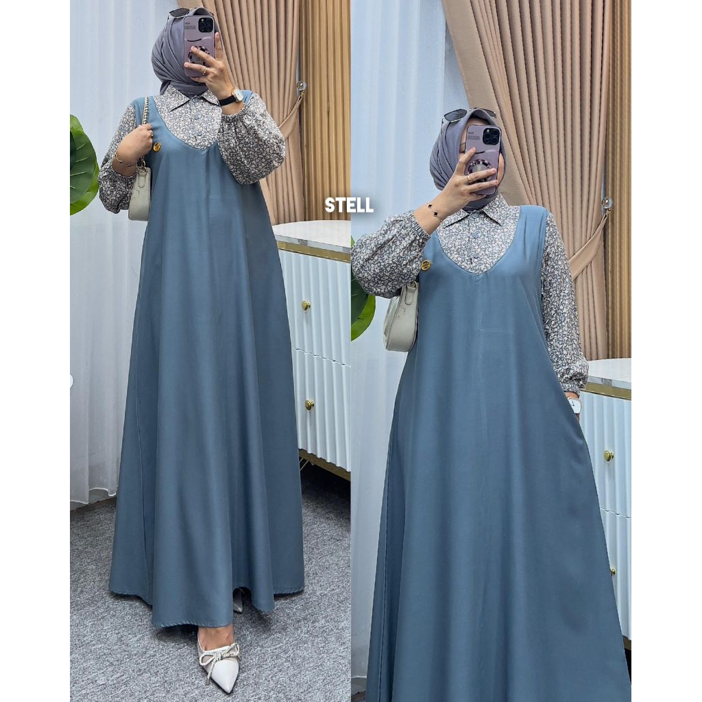 Hanami dress bunga mat rayon mix twill