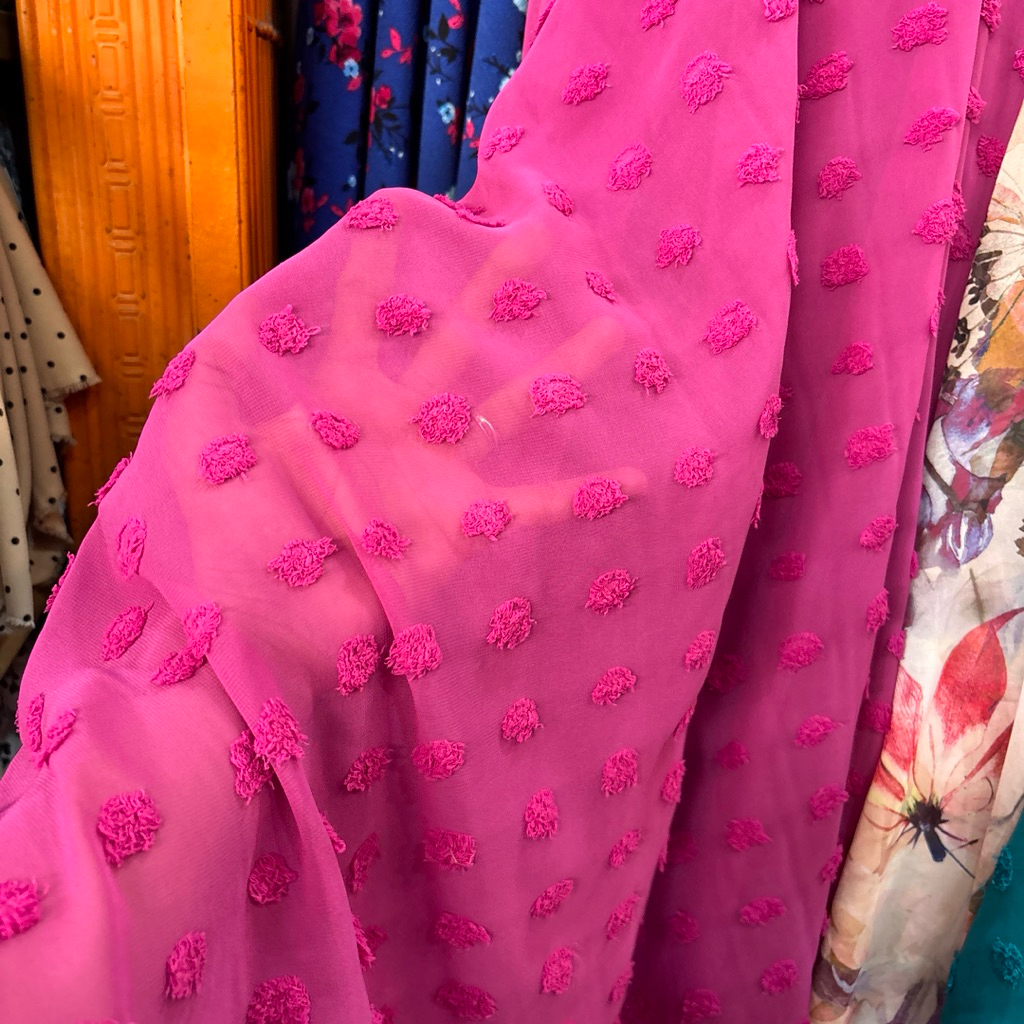 Kain Sifon Rubiah Polkadot Timbul | Bahan Adem & Jatuh, Cocok Gamis & Blouse sks