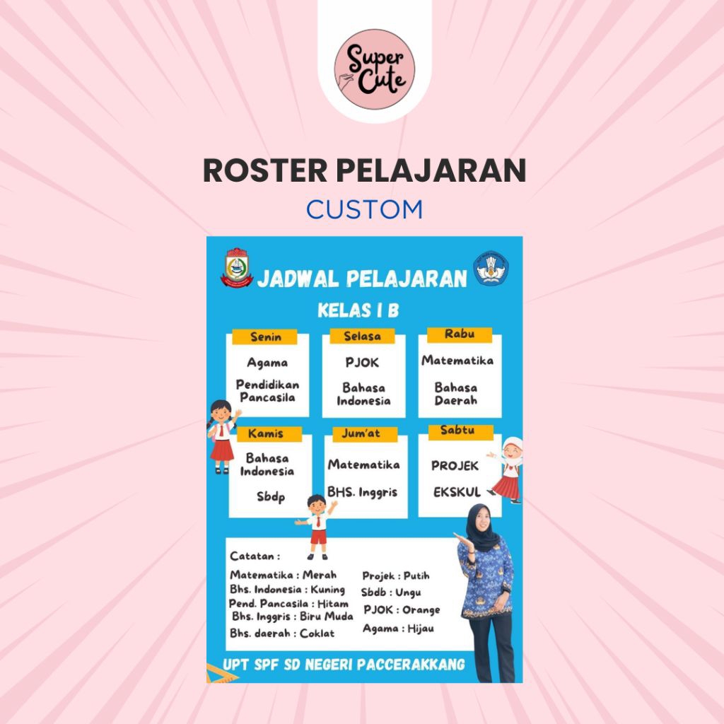 

SuperCute Cetak Roster Pelajaran Cocok Untuk Hadiah