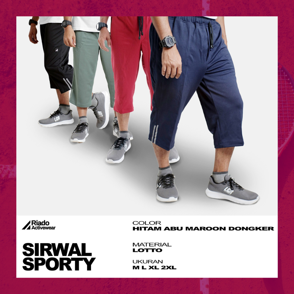 Sirwal Sporty RIADO | Celana Olahraga Muslim Pria Panjang & Nyaman | Bahan Lotto Ringan