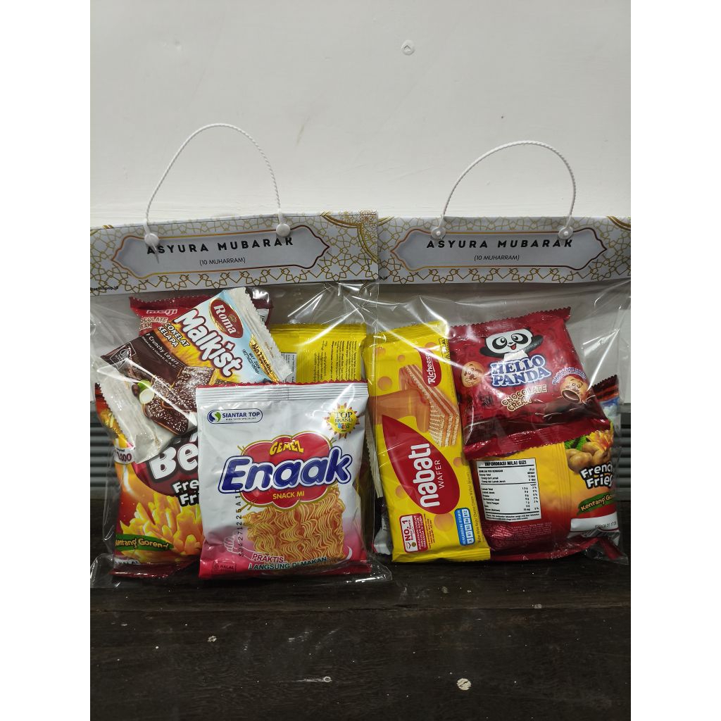 

Paket Snack Anak / Bingkisan Jajanan Murah – Bisa Custom Label / Desain Acara