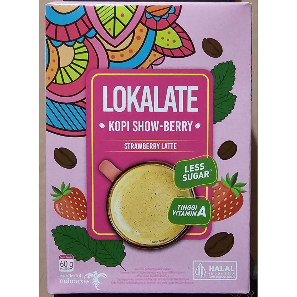 

Lokalate Kopi Showberry Latte 60g Box (isi 4 sachet) - Minuman Kopi Instan Rasa Strawberry