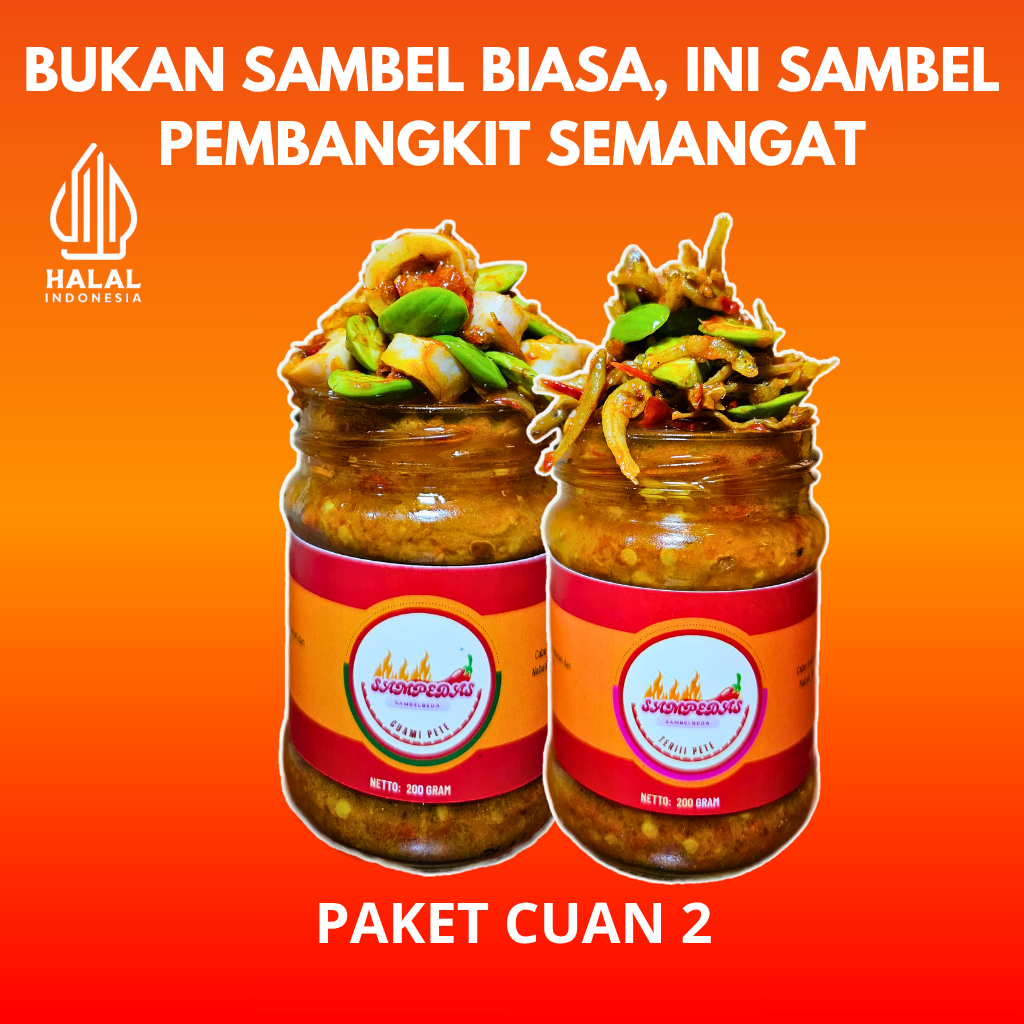 

Sampedas Paket Cuan 2 ( 2 PCS - 1 Pack Bilis Pete & 1 Pack Cumi Pete)