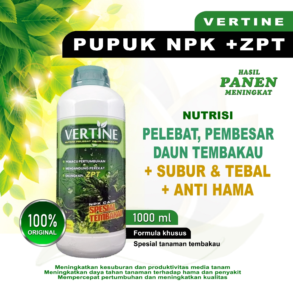 Vertine Pupuk Tembakao Memepercepat Pertumbuhan Dan Pelebat Daun Pupuk Penyubur Tanaman Tembakao