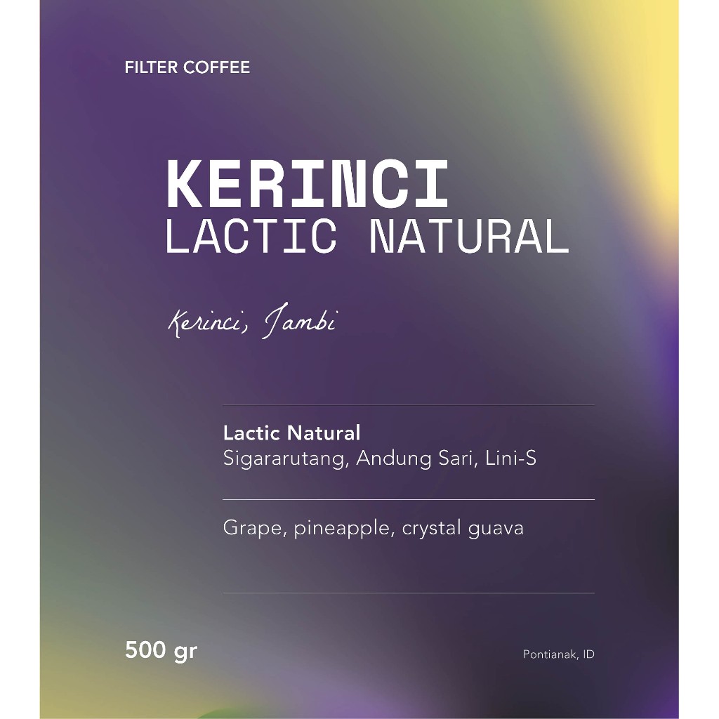 

Kerinci Lactic Natural Arabica Coffee Bean - Biji Kopi Arabika 500gram