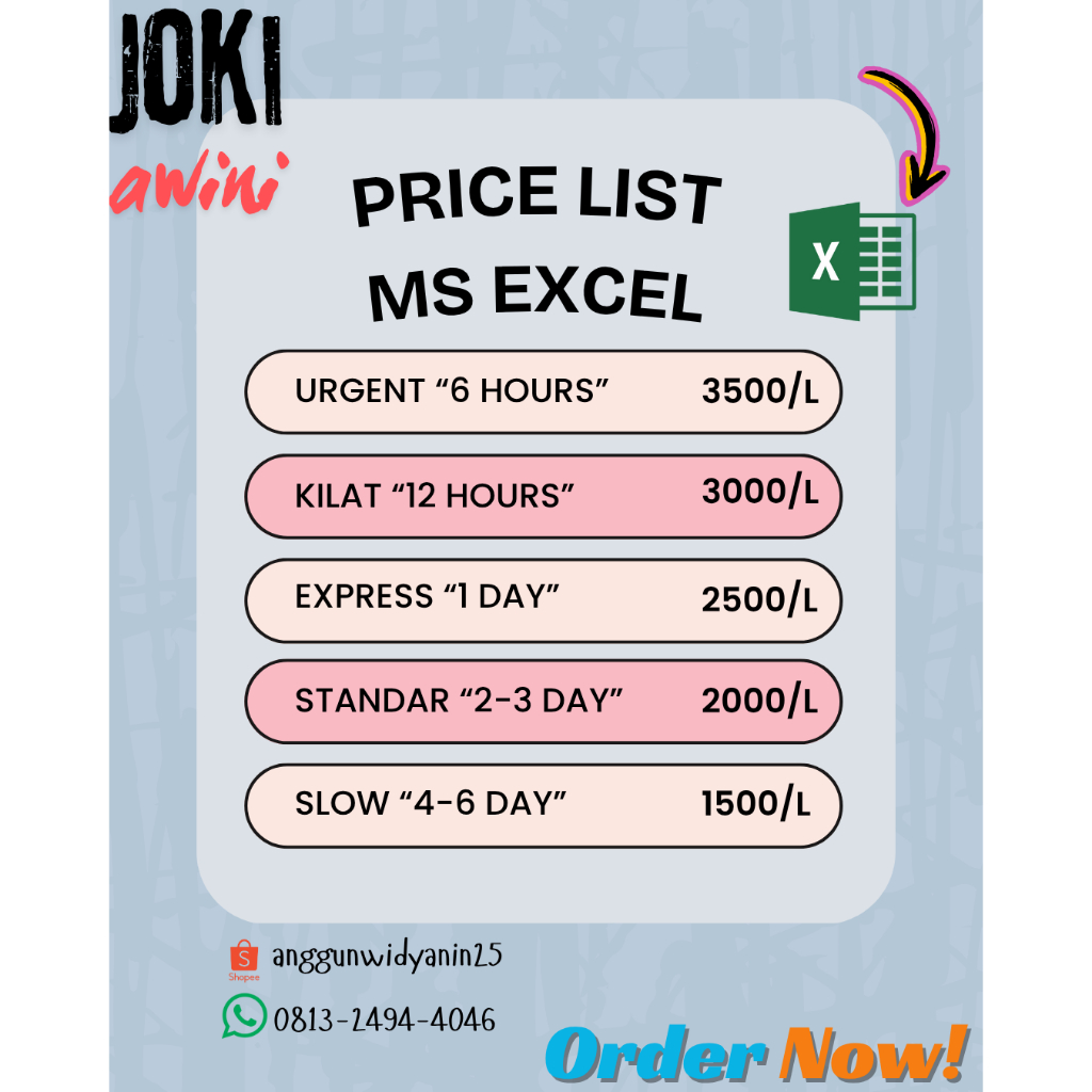 JASA KETIK EXCEL RAPI