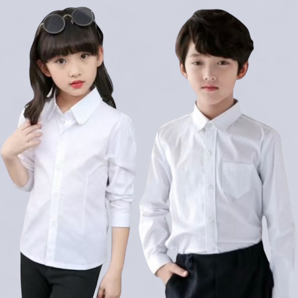 Kemeja Polos Lengan Panjang Anak Laki Laki - Kemeja Putih Polos Anak - Kemeja Putih Anak