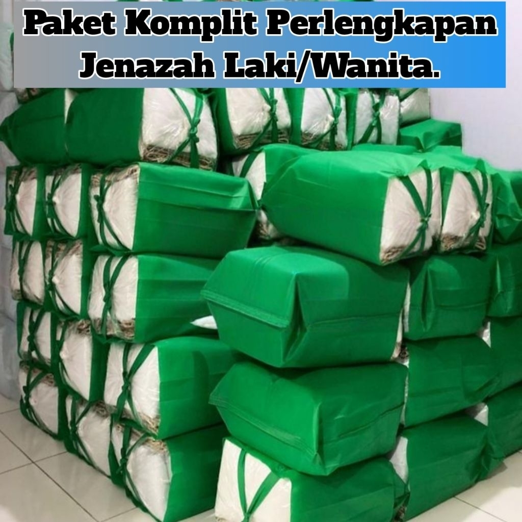 PAKET KAIN KAFAN LENGKAP SIAP PAKAI 150CM X 10M / PAKET LENGKAP KAIN KAFAN LAKI-LAKI ATAU WANITA / P