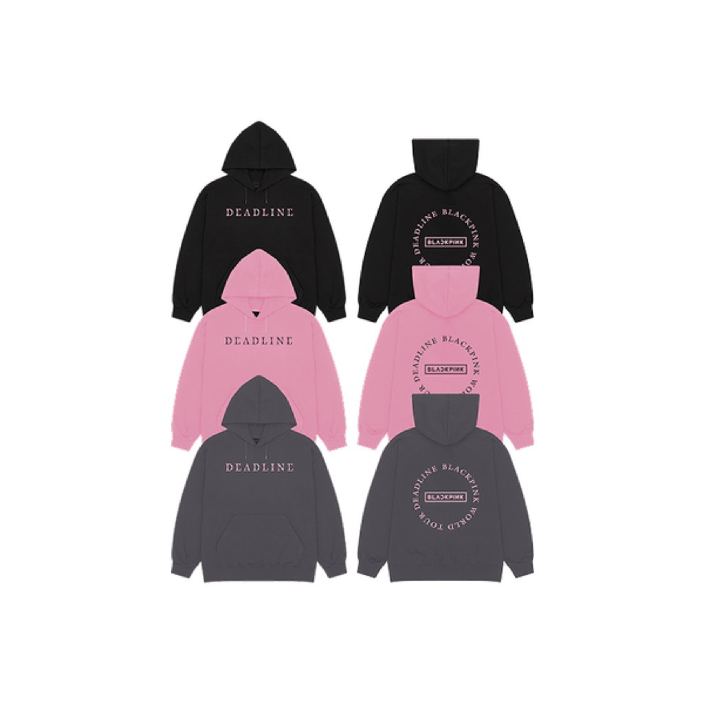 [PRE ORDER] MD ROUND LOGO HOODIE CHARCOAL BLACK PINK BLACKPINK DEADLINE TOUR OFFICIAL MURAH