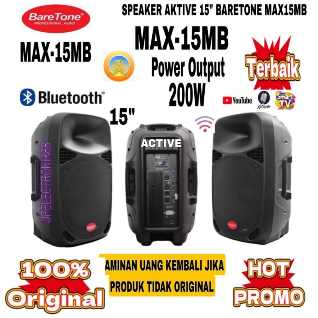 Speaker Aktif 15 Inch Baretone MAX15MB Bluethooth Original Sepasang