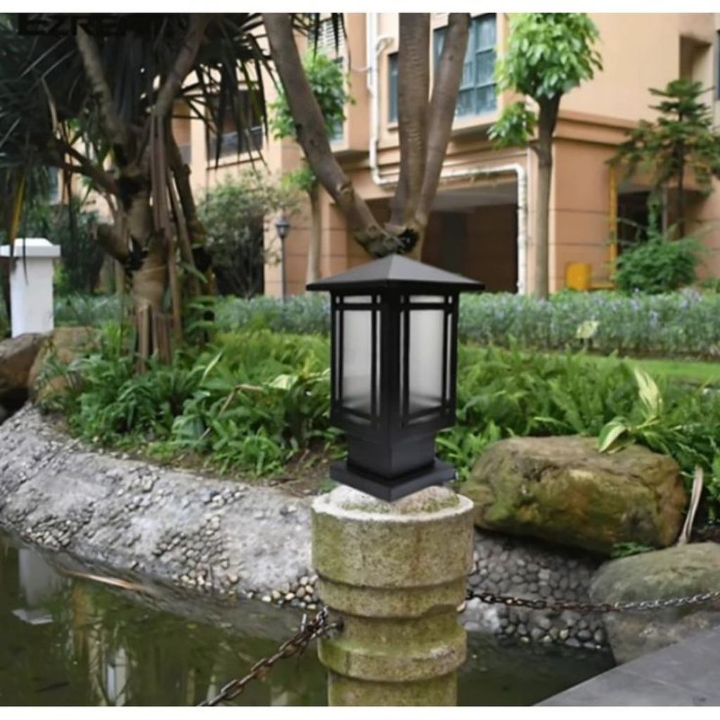 lampu pagar pilar minimalis outdoor kaca - lampu pagar