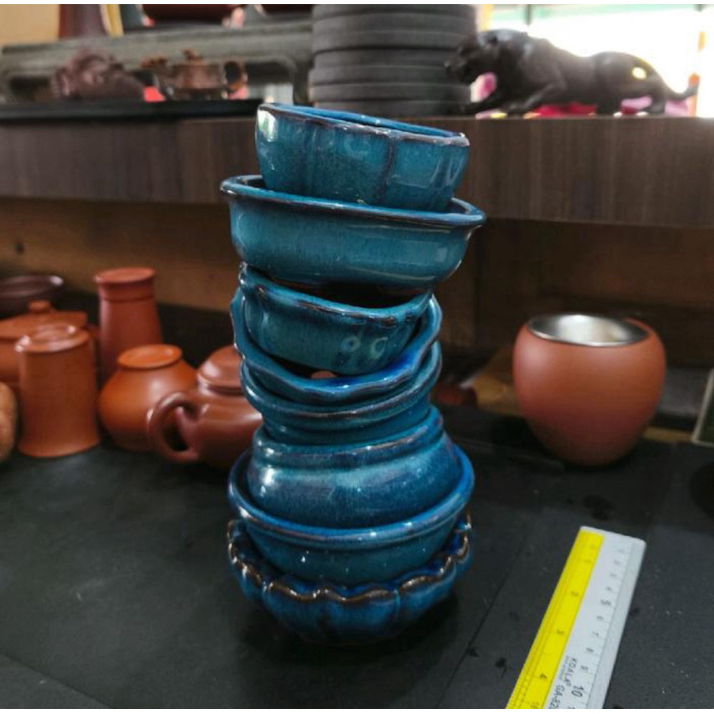 1 Set Mini Bonsai Pot Keramik Isi 8pcs Kualitas Premium