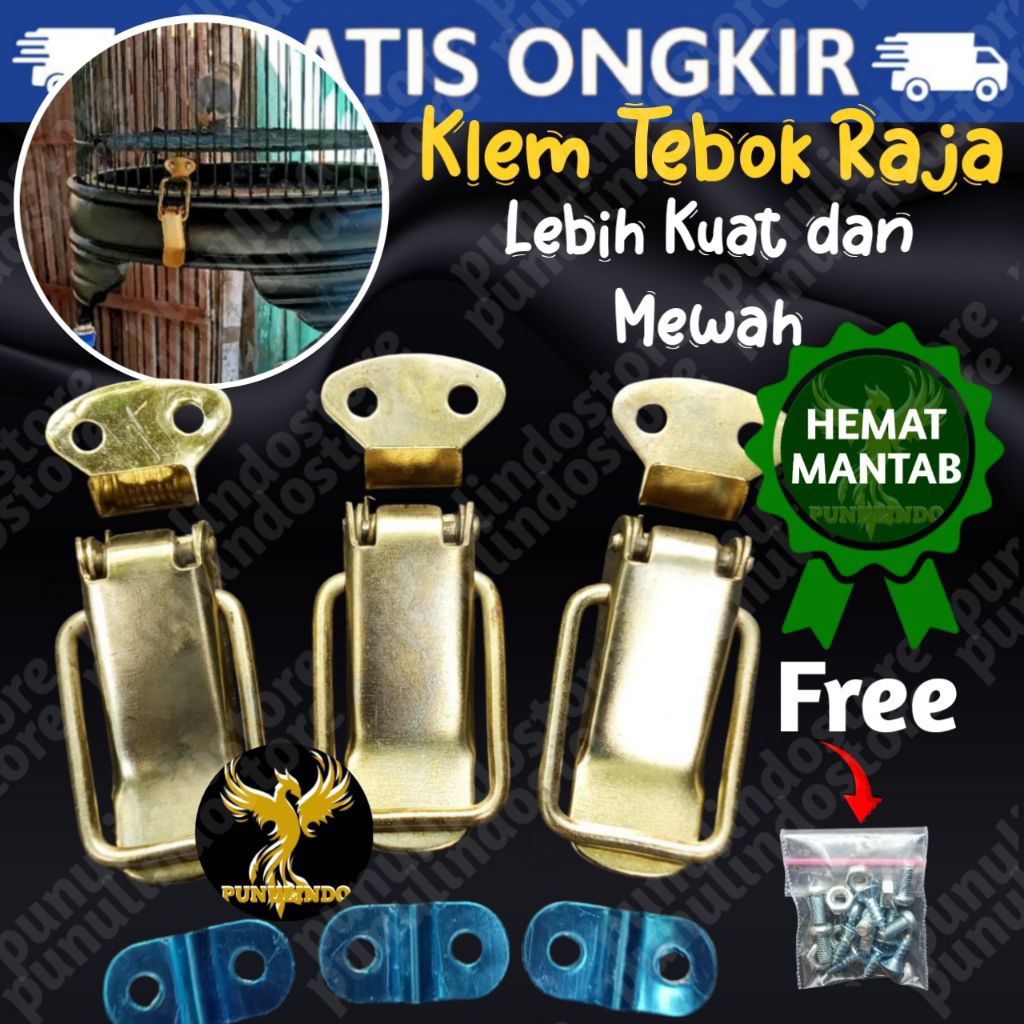 Jepitan Klem Koper Pengait Klem Jepit Import Gold Silver Untuk Tebok Sangkar Burung Lovebird Murai H