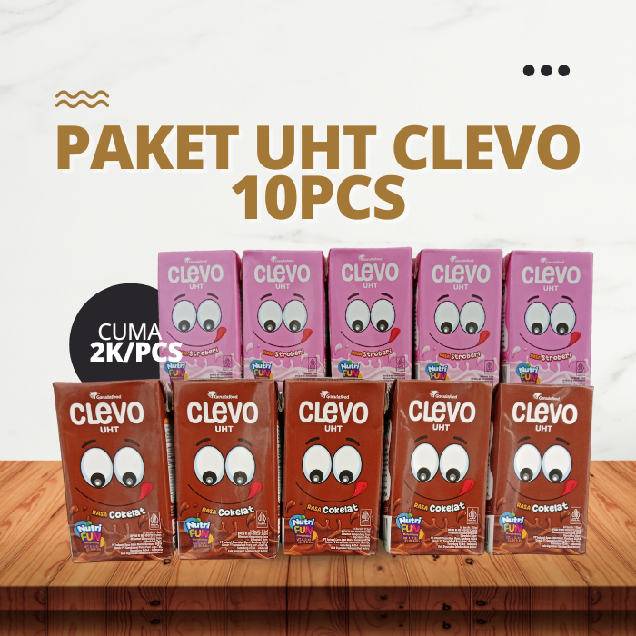 

PAKET HEMAT UHT CLEVO 10PCS MIX COKELAT STRAWBERRY