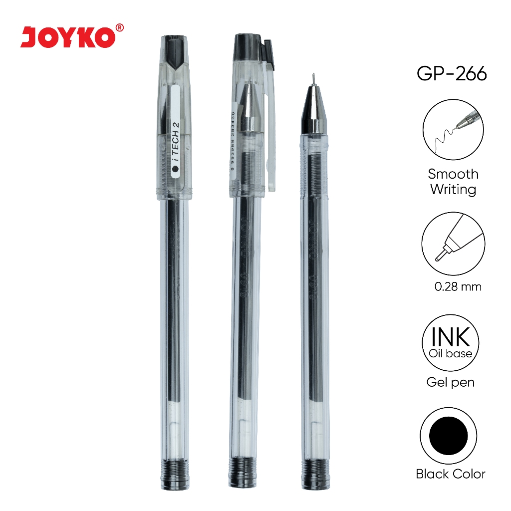 

[3 PCS] Gel Pen Pulpen Pena Joyko GP-266 iTech 2 0.28 mm / Bolpoin Joyko GP-266 / Paket Bolpoin GP-266 Isi 3PCS