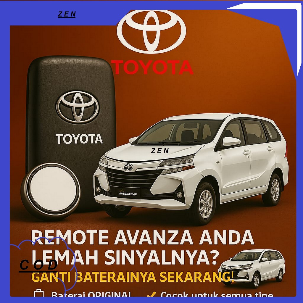 Baterai Remote Mobil AVANZA ORIGINAL Battery Remote TOYOTA AVANZA Baterai Kunci Remote TOYOTA AVANZA
