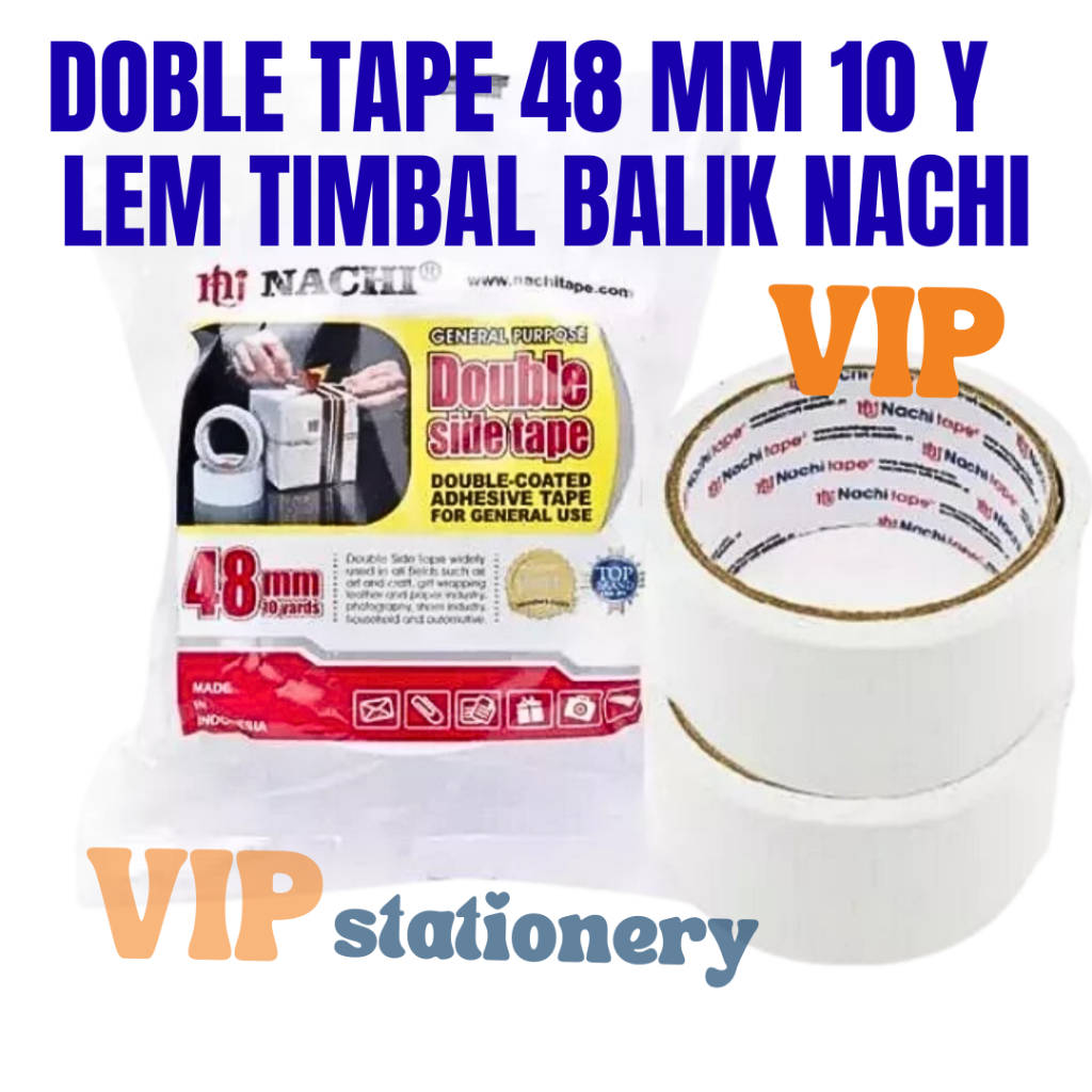 

Isolasi Double Tape Berkualitas NACHI 2 inch / 48mm x 10yard / double side / isolasi bolak balik / Nachi Double Tape 48 mm / 2 Inch
