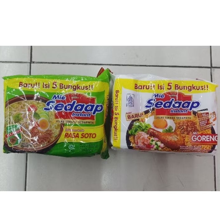 

Sedap Goreng / Soto paket isi 5 pcs Mie instant paling laris