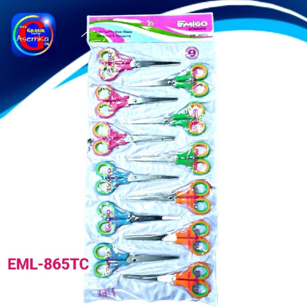 

GPA Gunting Kertas(12pcs) Sedang kecil Emigo Warna Motif Gagang Bolong Bulat lapis karet grosir