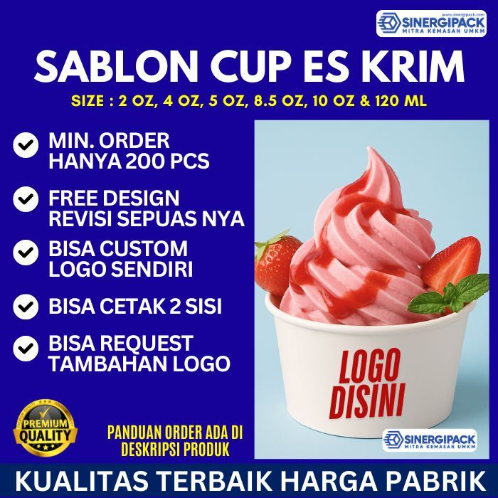 Sablon Cup Ice Cream 2,4,5,6,8.5,10,12 dan 20 oz - Sablon Cup Es Krim