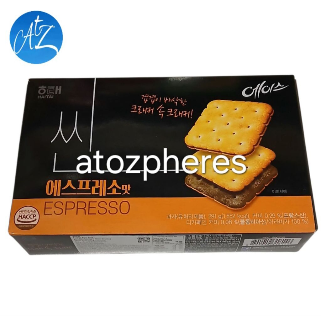 

Biskuit krekers krakers kreker kraker rasa kopi Korea Korean HAITAI HAI TAI Ace Thin Espresso Flavor Cracker Crackers 291g