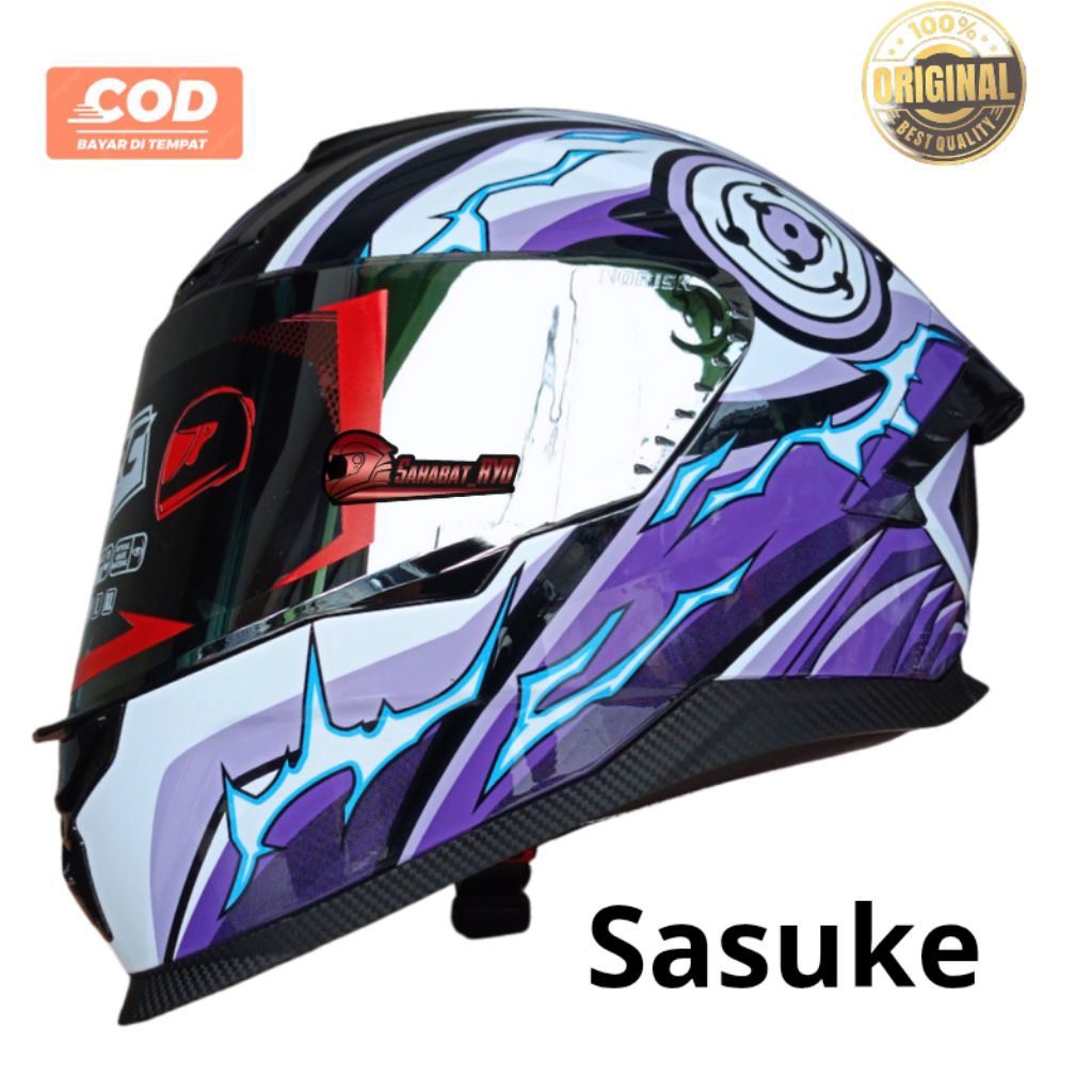 Helm Full Face Carbon Paket Ganteng & Polos Solid SNI Dewasa Kaca Iridium Silver