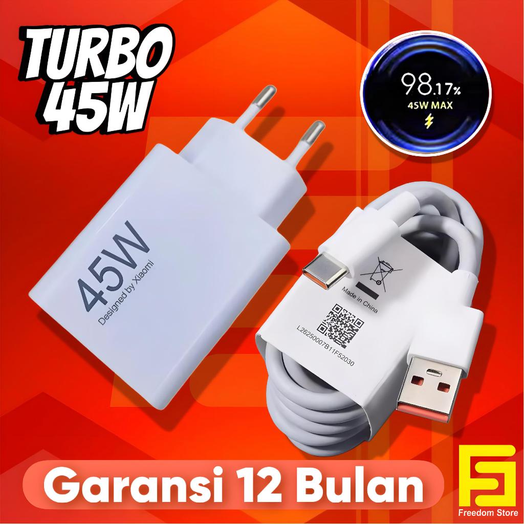 CHARGER FOR XIAOMI TURBO CHARGING 45W CASAN NOTE 14 PRO POCO M7 X7 USB TYPE C ORIGINAL