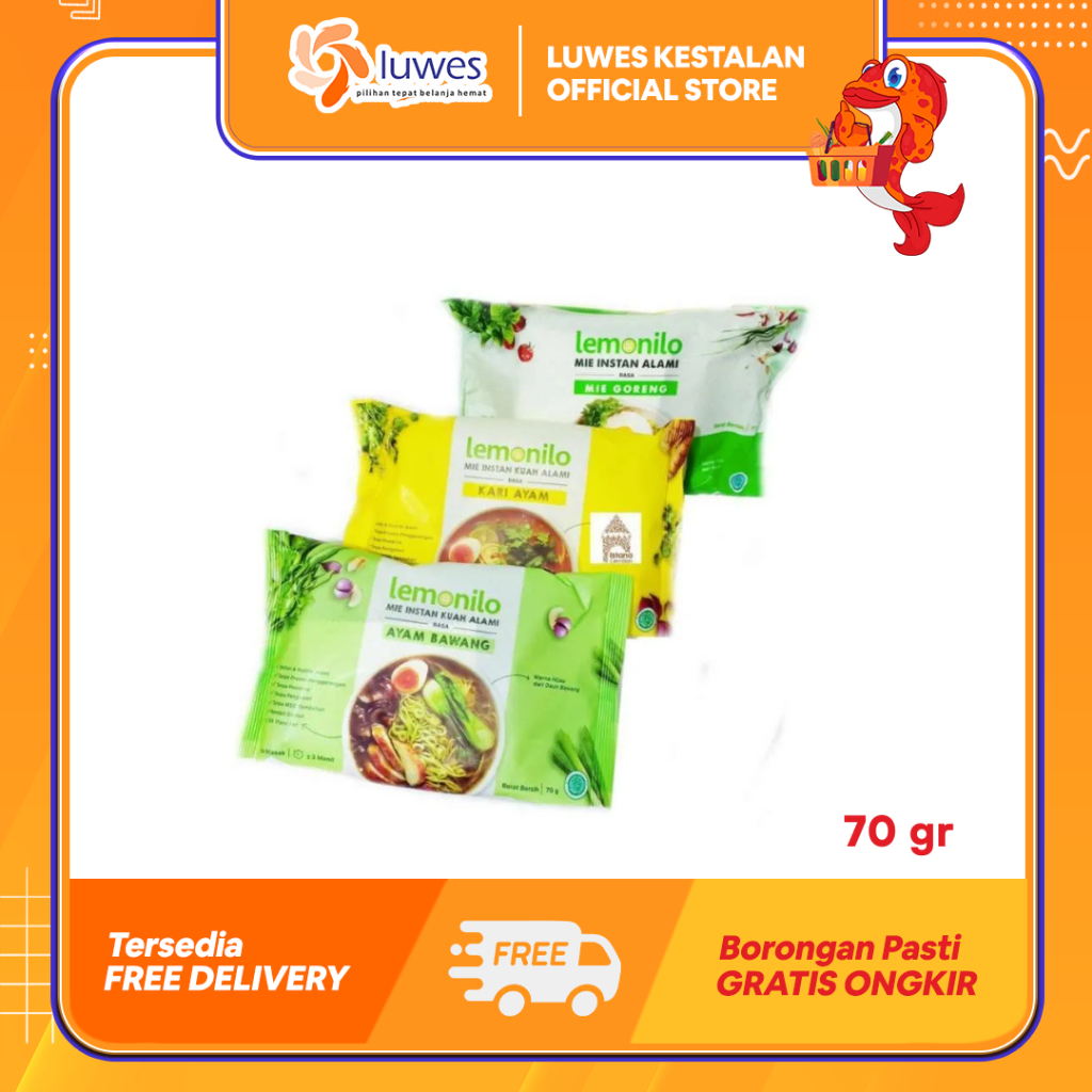 

LEMONILO MI INSTAN RASA MI GORENG/SOTO KOYA/AYAM BAWANG 70 GRAM