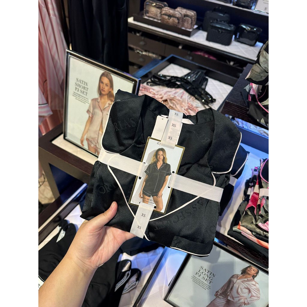 Victoria secret Black short Satin Glazed Pajamas