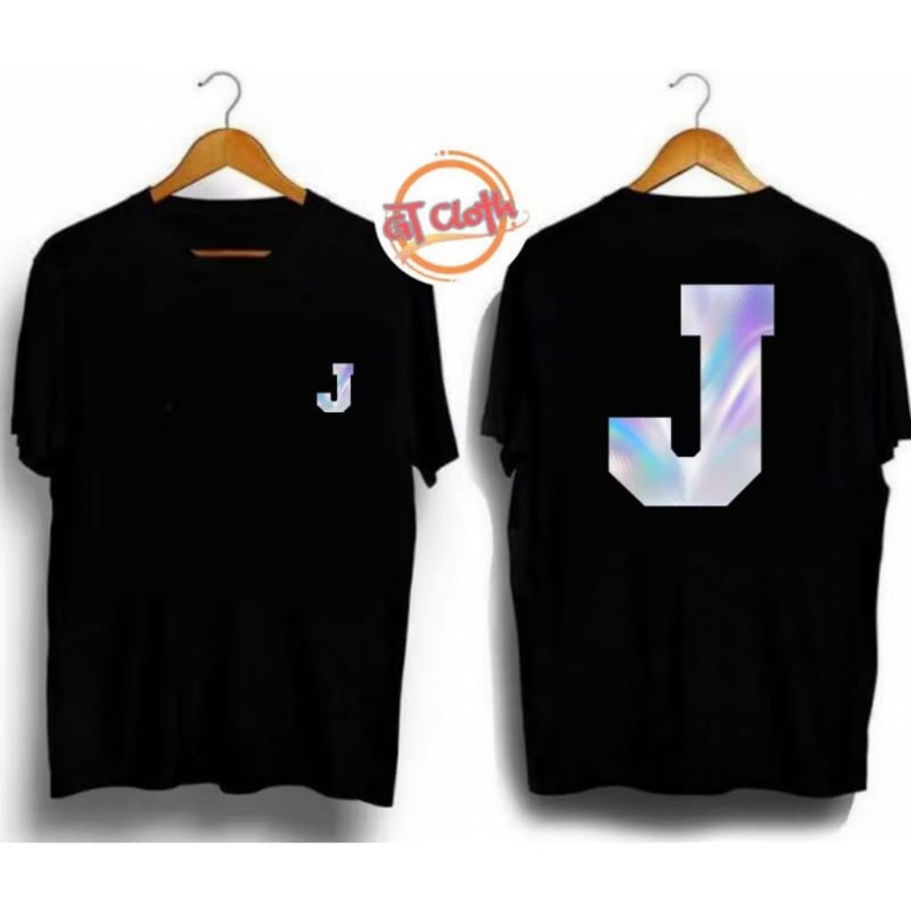 KAOS DISTRO INISIAL J SABLON HOLOGRAM BAHAN COTTON COMBED 30S