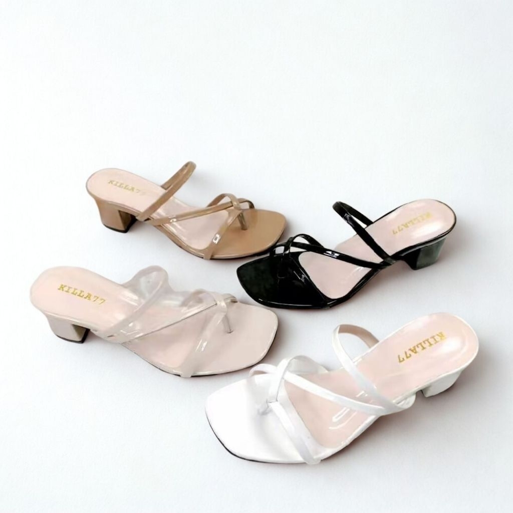 Sandal Wanita Hak Tahu 3cm Motif Kekinian Sendal High Heels Kondangan Pesta