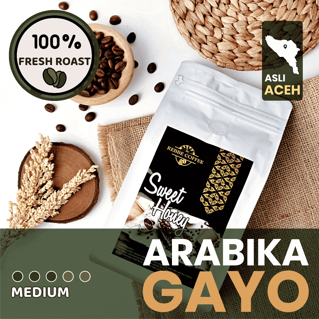 

Kopi Arabika Gayo Aceh Honey Process, Medium Roast – Manis Alami & Aromatik SweetHoney 200g