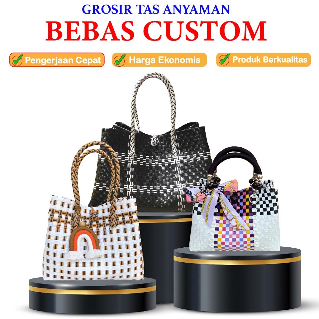Tas Hampers Lebaran Woven Bag Anyaman Jali Custom Wanita Premium Termurah