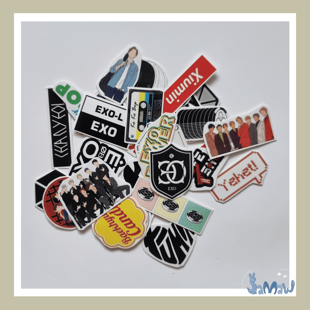 

Stiker Mini KPOP EXO Bahan Vinyl Glossy Waterproof | Stiker Kpop Freebies