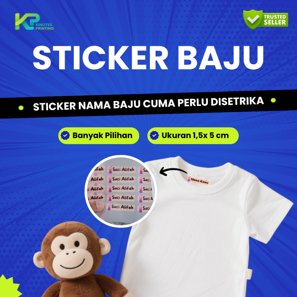 

Sticker Nama Label Untuk Baju / Kain / Sablon Setrika Custom Nama