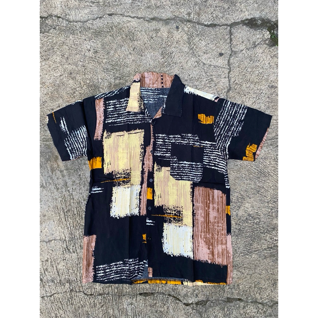 Kemeja Pantai Hawai Motif Abstrak Rayon