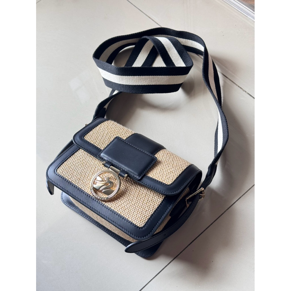 preloved LC Box-Trot S Crossbody Bag Canvas Straw/Black