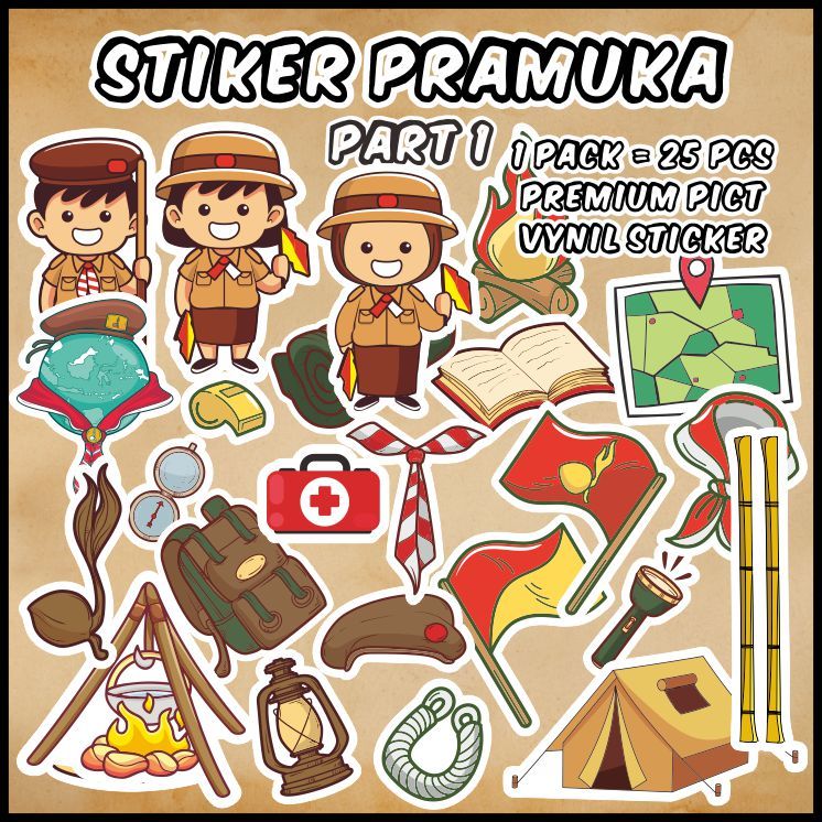

[1pack] Sticker Pramuka 1 Sticker Aesthetic Dekorasi Jurnal Scrapbook Diary - ddu-du sticker