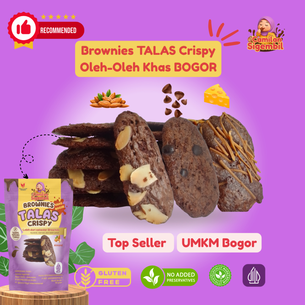 

Camilan Sigembil - Brownies Crispy Gluten Free Rasa Cokelat – Snack Anak sehat Berat 50gr