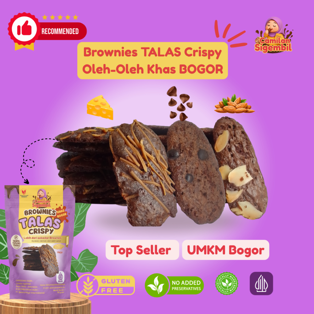 

Jajanan Viral Brownies Crispy | Camilan Khas Bogor Halal – Topping Choco/Almond/Keju berat 50gr