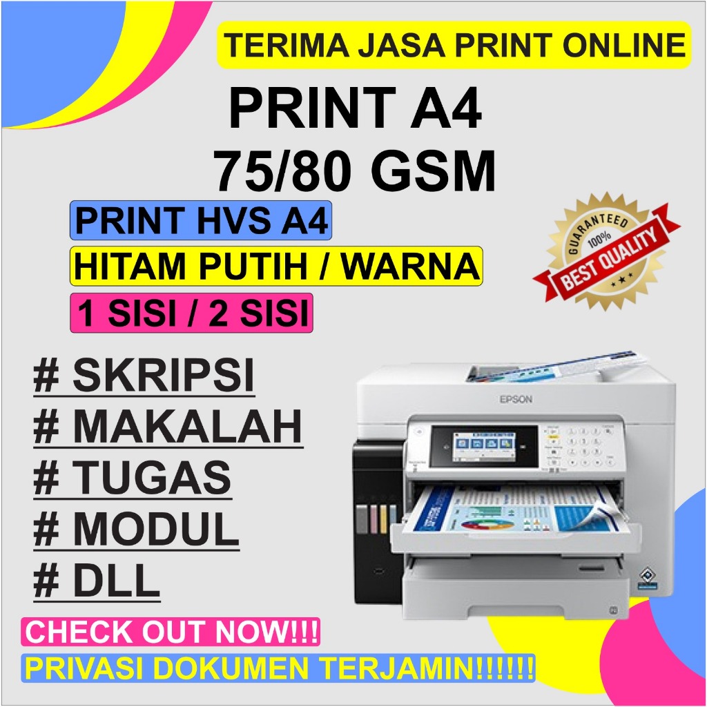 

Print A4 75 gsm / 80 gsm CETAK DOKUMEN MAKALAH, PROPOSAL, SKRIPSI, TESIS , DLL A4