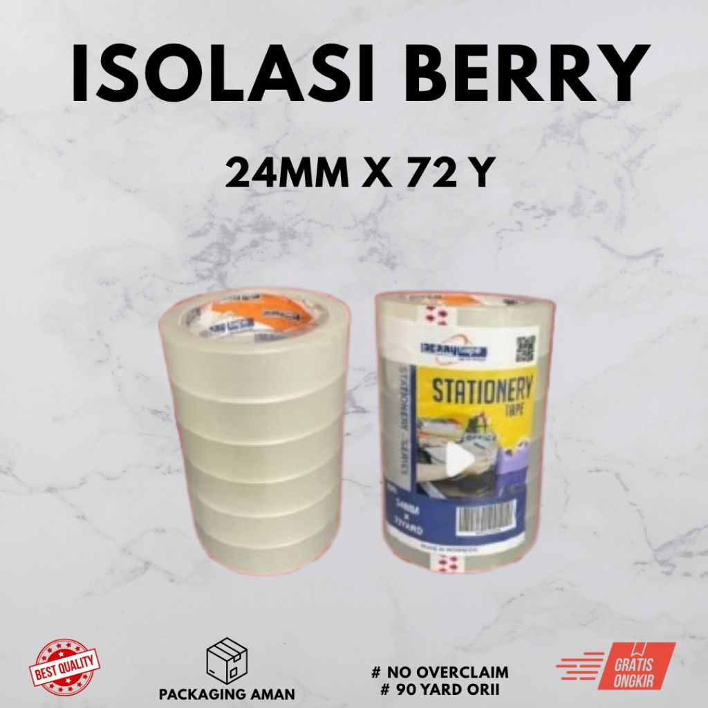 ISOLASI LAUNDRY MERK BERRY - ISOLASI BERRY 24 MM ORI