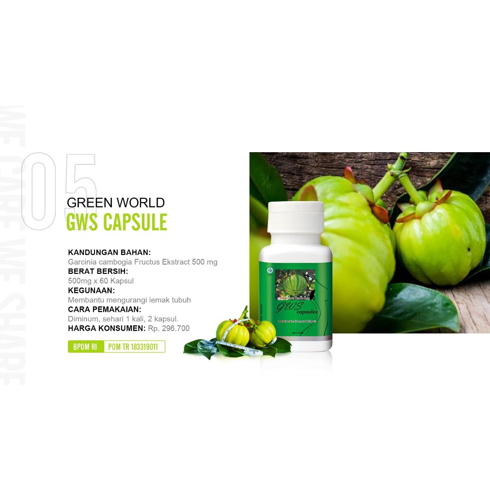 Green World Slimming Capsule - GWS Capsule - Pelangsing Badan Original - 60 Kapsul