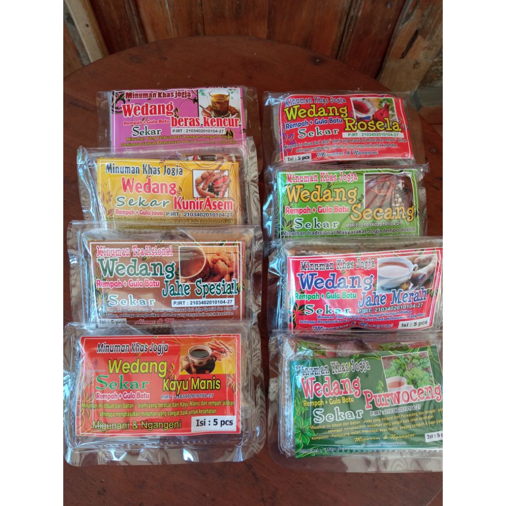 

WEDANG UWUH SEKAR ASLI BANTUL YOGYAKARTA/KEMASAN MIKA ISI 5 SACHET