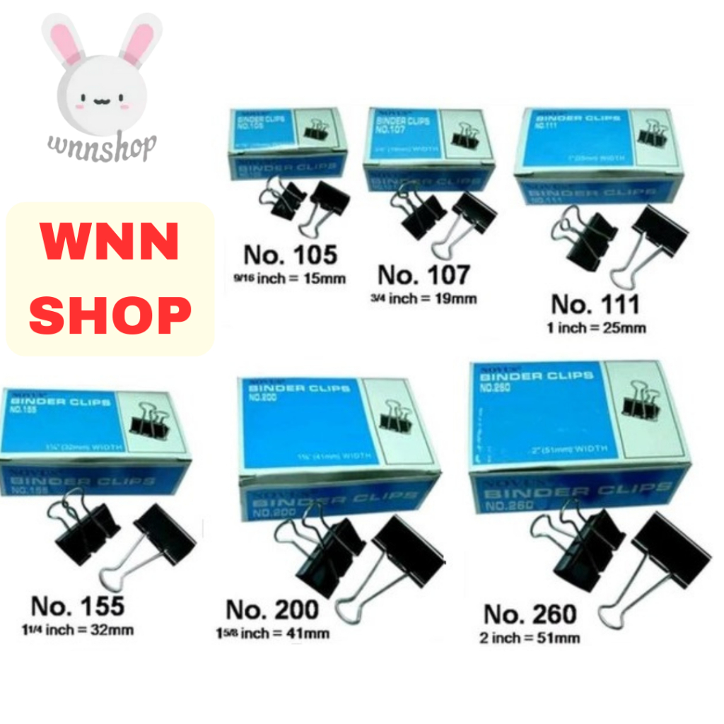 

( PACK ISI 12 PCS ) KENKO Binder Clip Semua Ukuran / Klip Penjepit Kertas 105 107 111 155 200 260