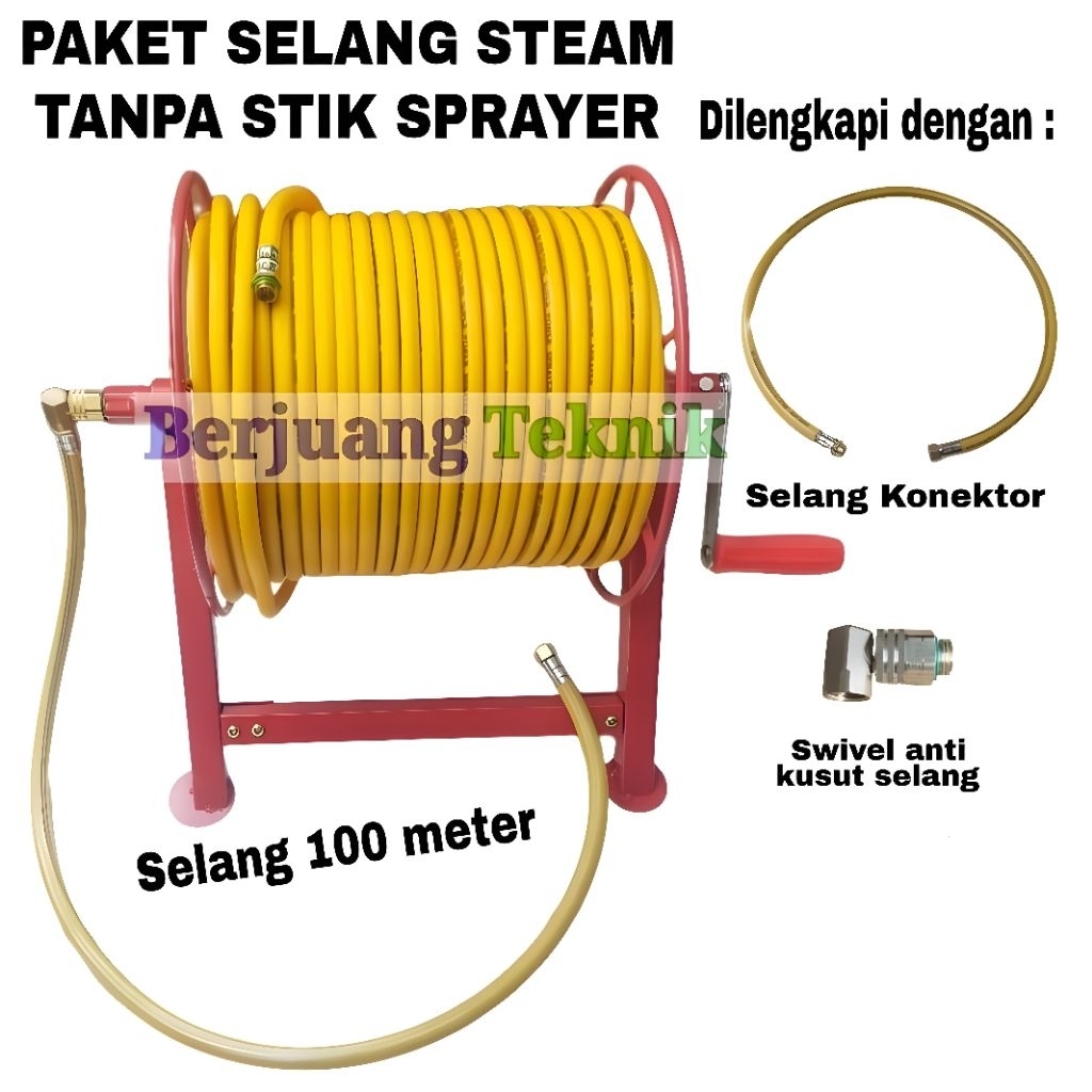 Selang Sprayer, selang steam, selang air 100 meter komplit gulungan Tanpa Stik sprayer