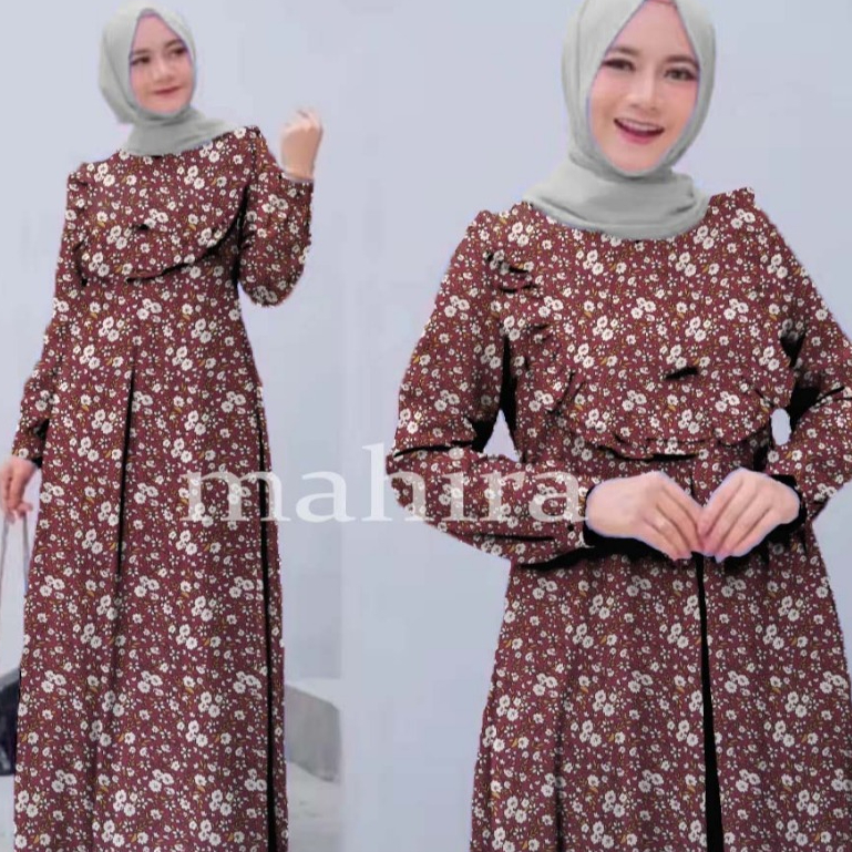 Promo Raya Series Gamis MAHIRA Muslim Syari Resleting Depan Lengan Panjang Wanita Jumbo Remaja