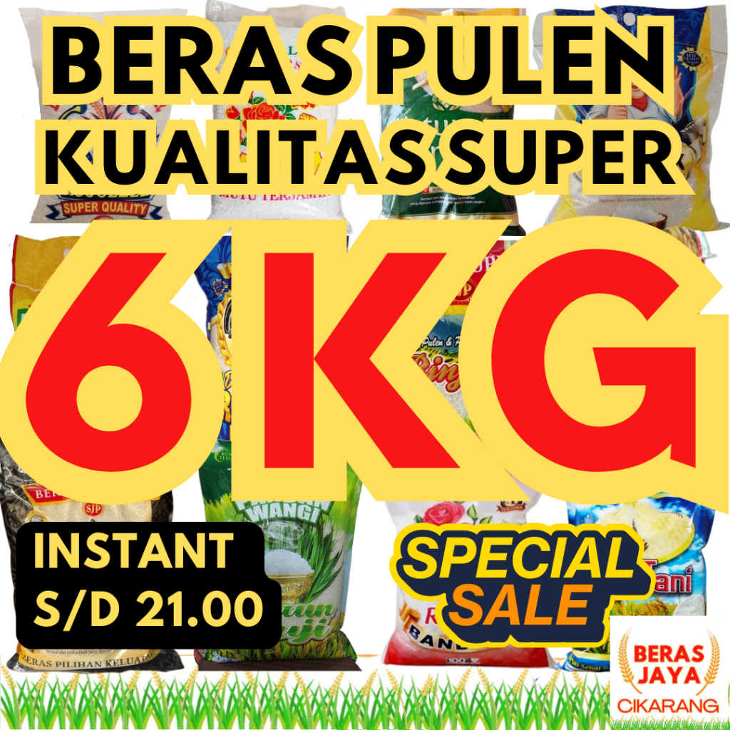 

(SPESIAL SALE SHOPEE!!) Promoo Beras Kualitas Terjamin Bersih Bebas Kutu Super Pulen 6 kg Murah