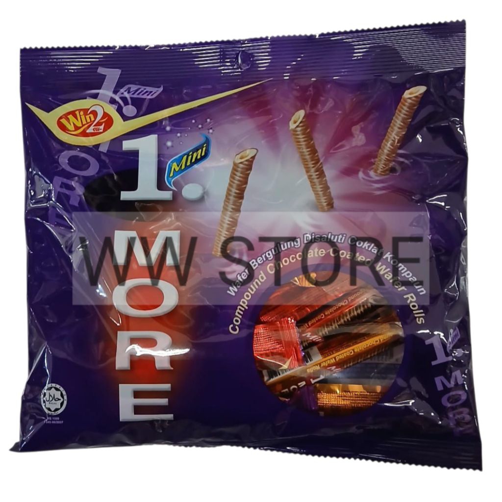 

Wafer stik gulung salut coklat cokelat halal MUI Win2 Win Win 2 Brand Mini 1 MORE Compound Chocolate Coated Wafer Roll Rolls 90g ( 18pcs x 5g )